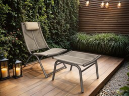 SOLACE+CO Esen Garden Lounge Chair with Footstool Dark Brown