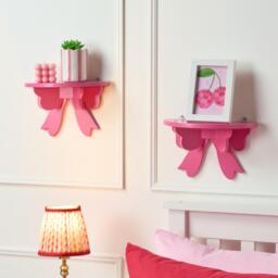 OHS 2 x Bow Shelf Novelty Shelving Units Wall Mounted Storage Pink Hot Pink