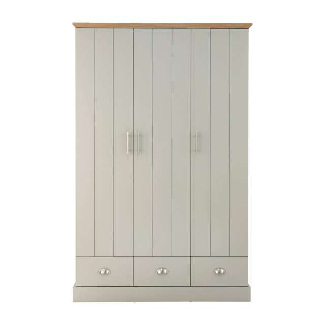 Kendal 3 Door 3 Drawer Wardrobe Grey Grey
