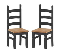 Mercers Furniture Corona Charcoal Pair of Dining Chairs x2 Solid Wood Mexican Pine Dark Grey