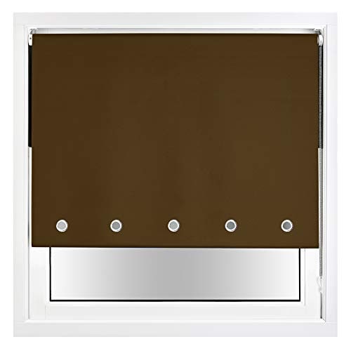 FURNISHED Blackout Roller Blind with Round Eyelets & Metal Fittings Brown Brown (W) 205cm x (L) 210cm