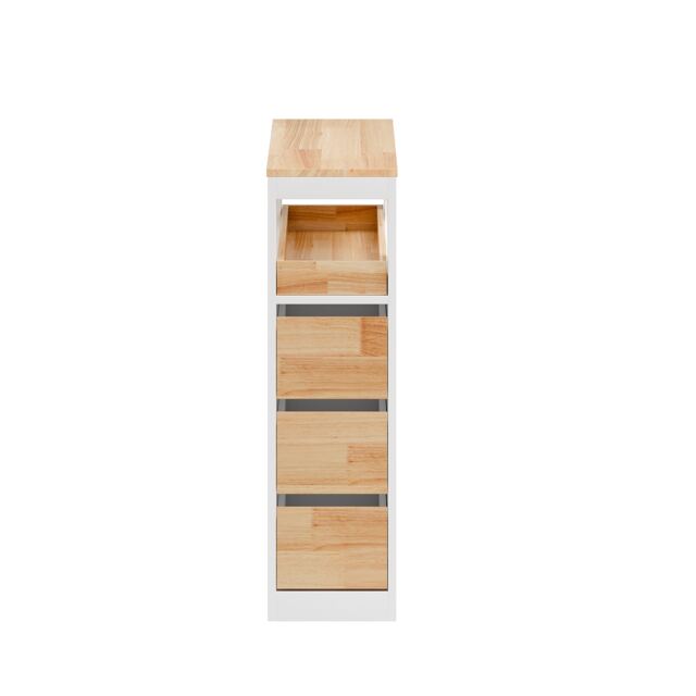 SoBuy White Bathroom Cabinet with 3 Drawers, 1 Shelf & Wheels, 23.2x65.3x82.0 cm, 23 kg - BZR54-IV-WN