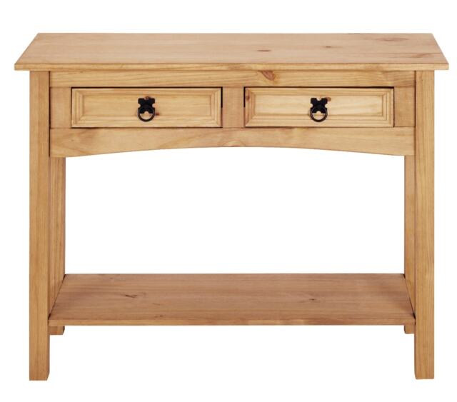 Corona Console Table 2 Drawer Mexican Solid Pine Hall End