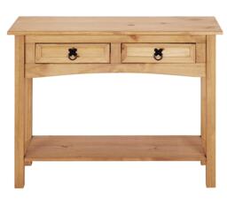 Corona Console Table 2 Drawer Mexican Solid Pine Hall End
