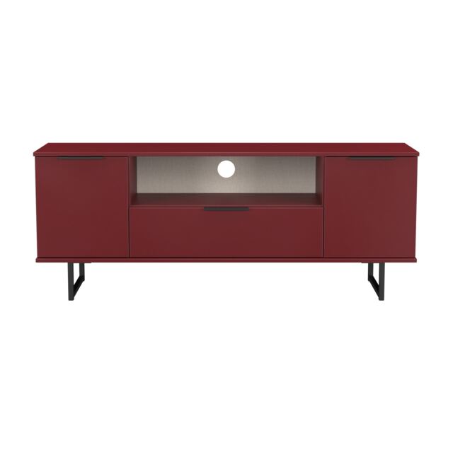 Beijing 2 Door 1 Drawer Wide TV Unit in Red Matt (Ready Assembled) Red Red Matt