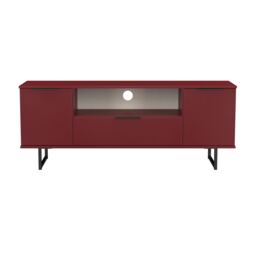 Beijing 2 Door 1 Drawer Wide TV Unit in Red Matt (Ready Assembled) Red Red Matt