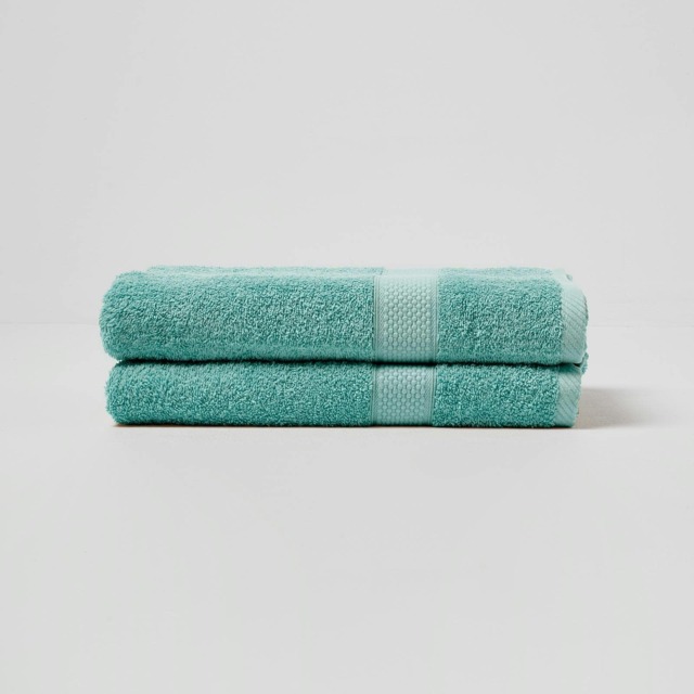 Homescapes Turkish Cotton Bath Towel Set of 2 - Sea Green Green Bath towel 2