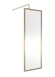 Balterley Toughened Safety Glass Wetroom Screen with Support Bar Copper Brushed Brass