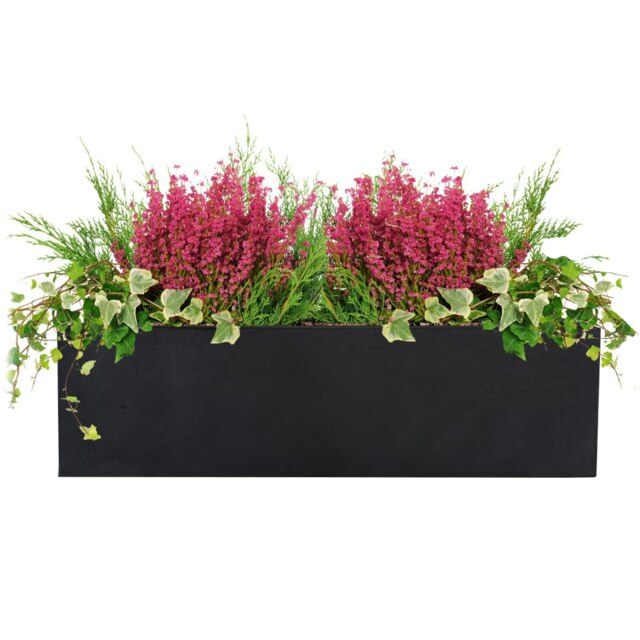 Window Box Light Concrete Black Garden Planter L60 W17 H17.5 cm, 18 ltrs Cap.