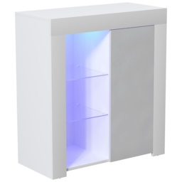 Vida Designs Azura 1 Door Led Sideboard Buffet Cabinet Storage, White & Grey