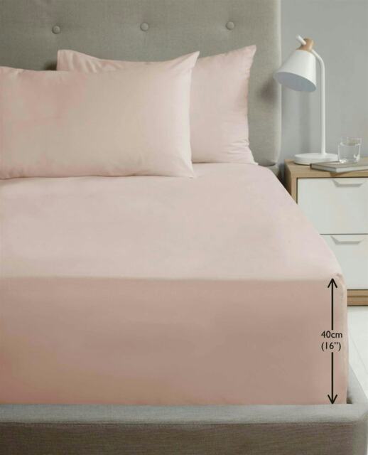 "Percale Extra Deep 16"" Fitted Sheet - Dusty Pink - Single"