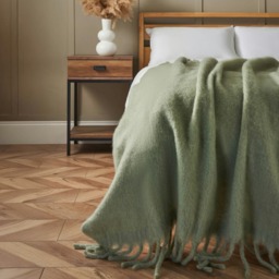 BHS Mohair Tassel Throw, Sage Green Green Green 1