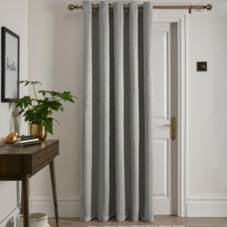 Fusion Strata Eyelet Single Panel Door Curtain Silver