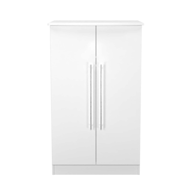 Carlton 2 Door Midi Wardrobe in Porcelain Matt (Ready Assembled) White Porcelain Matt