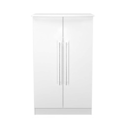Carlton 2 Door Midi Wardrobe in Porcelain Matt (Ready Assembled) White Porcelain Matt