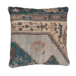 KUKOON Blue Grey Distressed Traditional Washable Cotton Cushion