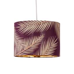 Tropica - Burgundy Gold Embossed Leaf Detail 25cm Pendant Lamp Shade Red Gold Medium 1