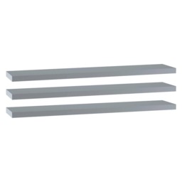 Floating Wooden Wall Shelves - 120x23.5cm Grey Grey & Set of 3 3