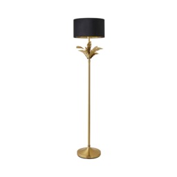ValueLights Christina Gold Palm Leaf Floor Lamp Black Velvet Gold Shade