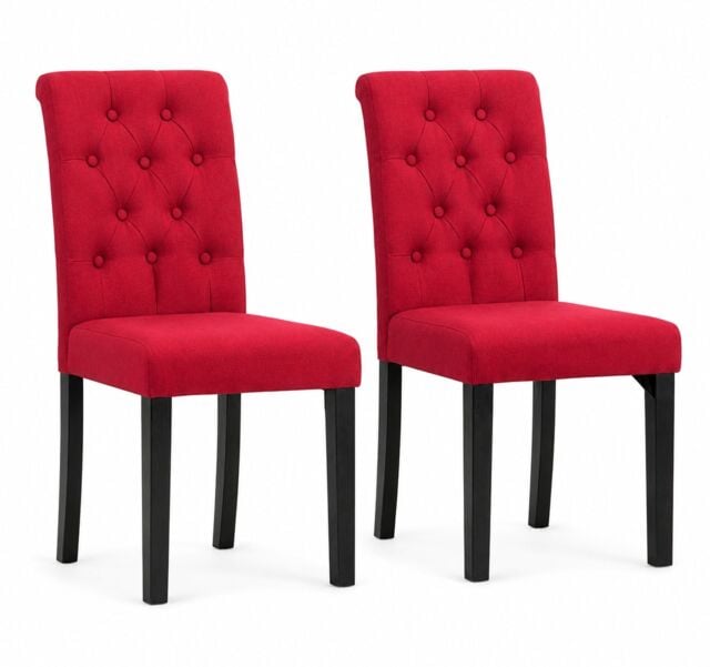 MCC Direct Set of 2 Fabric Linen Button Back Kitchen Dining Chairs