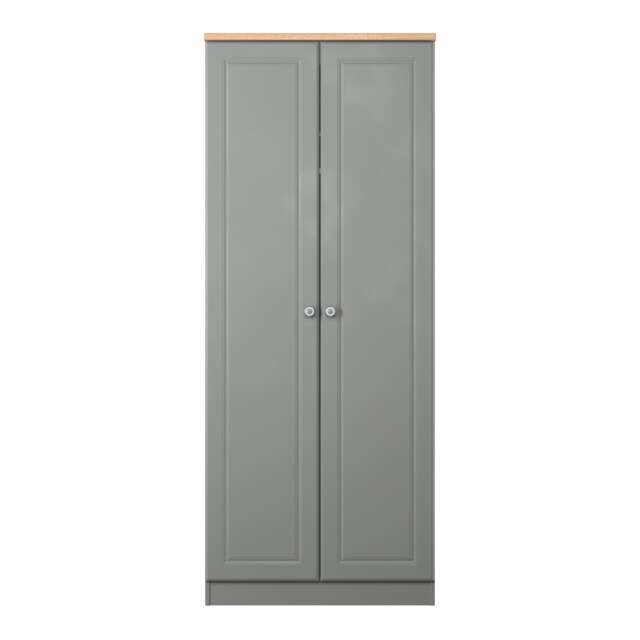 Surrey Double Wardrobe in Dusk Grey & Bardolino Oak (Ready Assembled) Grey Dusk Grey & Bardolino Oak