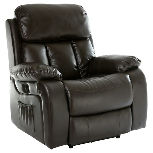 Chester Electric Bonded Leather Automatic Recliner Heat & Massage Chair (Brown)