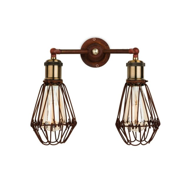 Arcade 2 Light Wall Cage Light Rustic Brown, E27