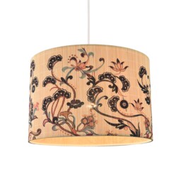 Contemporary Multi Coloured Floral Bamboo Round Pendant Lamp Shade Multi Multi-coloured 1