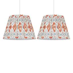 Set of 2 Ikat - Orange 30cm Easy Fit Pendant Shade or Table Lampshades