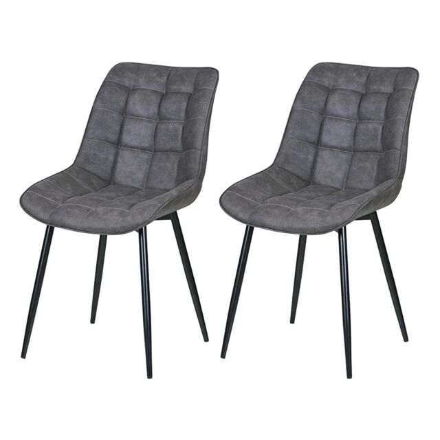 Set of 2 Grey Suede Effect Dining Chairs Plush Padded Upholstered Accent Chair - Alba by MCC
