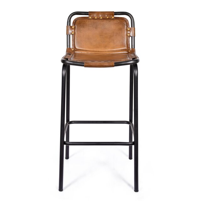 Real Genuine Leather Breakfast Kitchen Bar Stool Tan Brown 92cm High x 46cm Wide x 49cm Seat Height 70cm