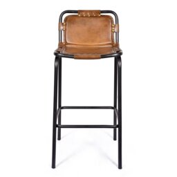 Real Genuine Leather Breakfast Kitchen Bar Stool Tan Brown 92cm High x 46cm Wide x 49cm Seat Height 70cm