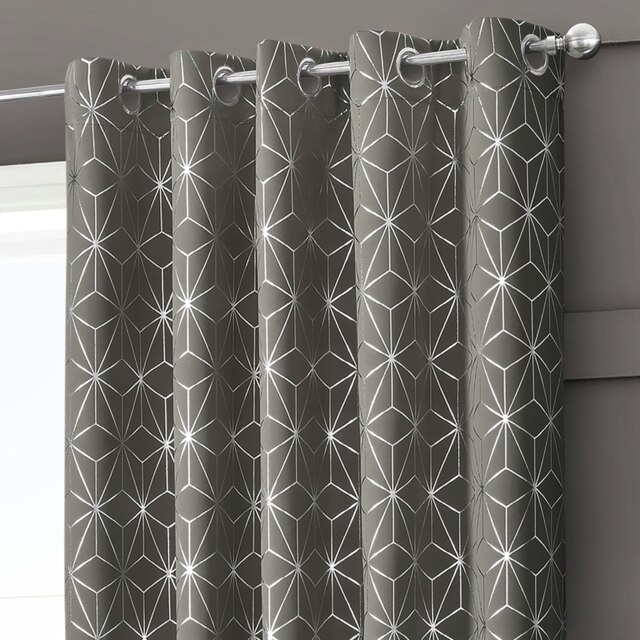 Velosso Moreno Thermal Blackout Ready Made Eyelet Curtains - 117cm x 137cm Grey