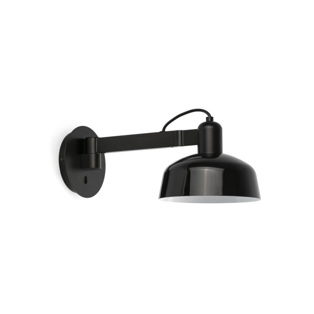 Tatawin Arm Dome Wall Lamp , Gloss Black 1x E27