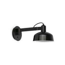 Tatawin Arm Dome Wall Lamp , Gloss Black 1x E27
