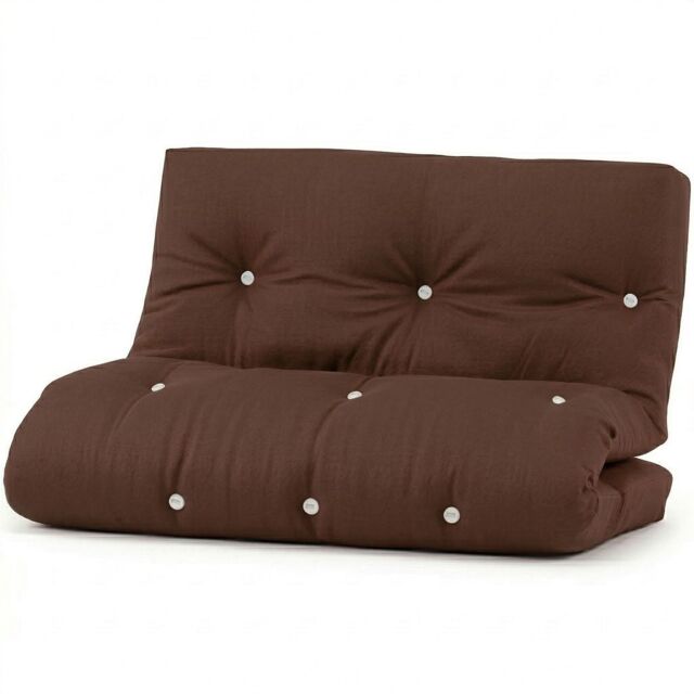 Futon Replacement Mattress 10cm - Small Double, Fibre Foam Filled, Floor Mattress Brown Brown Small Double 1