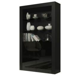 Modern Display Cabinet with Glass Shelves Black