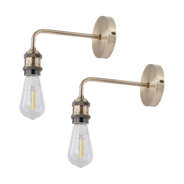 Set of 2 Isaac - Antique Brass Wall Lamps Yellow 2