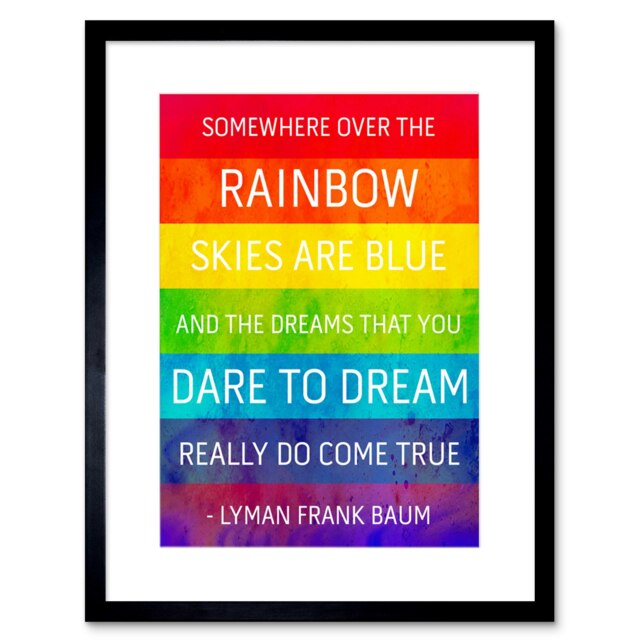 "Somewhere Over Rainbow Wizard Oz Song Frank Baum 9x7"" Black Framed Wall Art Print"