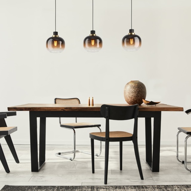 EGLO Oilella Linear Glass Pendant Light Black and Brown Black