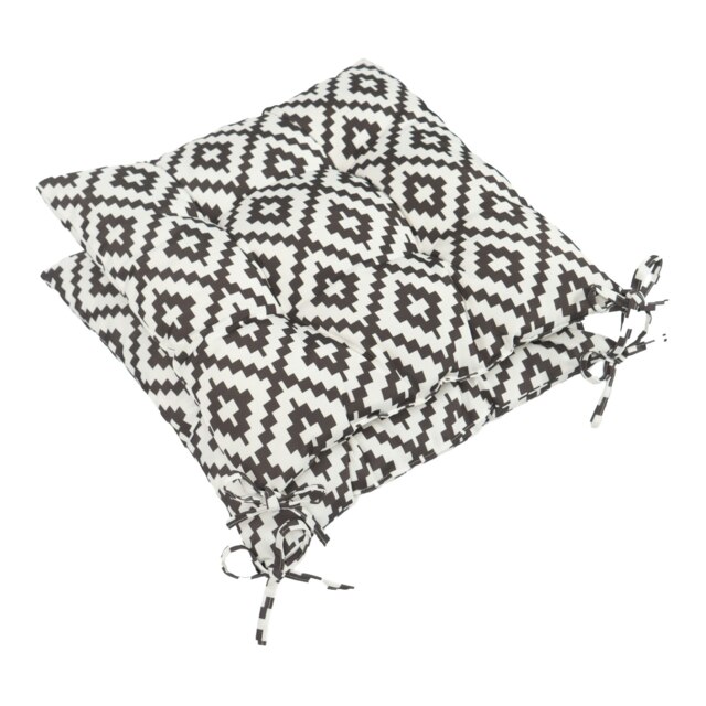 OHS 2 x Water Resistant Outdoor Geo Garden Chair Cushion Seat Pads, 40x40cm - Grey