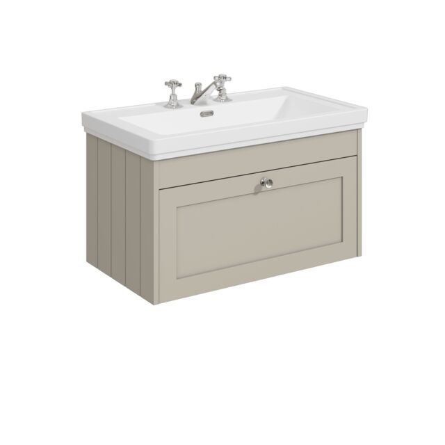 Balterley Wall Hung 1 Drawer Unit with Classic Basin 3 Tap Hole Grey 431 x 800 x 453mm