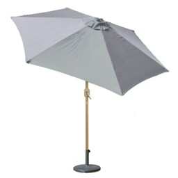 GardenKraft 2.7M Parasol Crank & Tilt 6 Ribs With Wooden Effect - Light Grey Grey