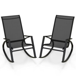 COSTWAY 2 Pieces Patio Rocking Chairs Outdoor Rockers Black Black