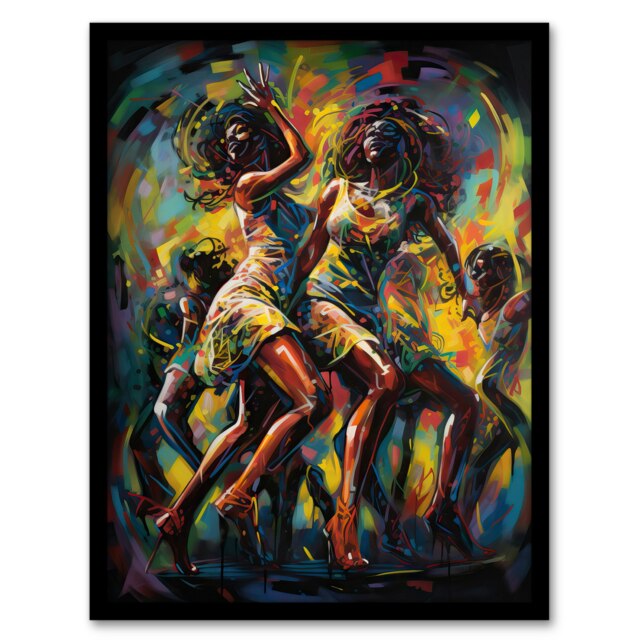 Black Arts Modern Dance Africa Contemporary Black Framed Wall Art Print A4