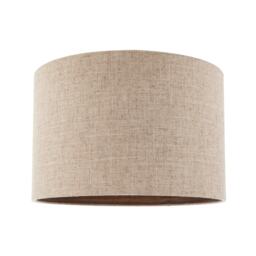 "Vintage Natural Linen Lamp Shade in Oatmeal with Wood Effect Inner Cream 12"""