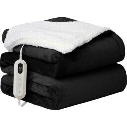 Neo Black Electric Heated Throw Over Blanket - Reversible
