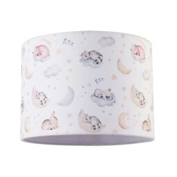 Fun and Cosy Baby Velvet Lamp Shade with Stars Clouds and Animals White White 1