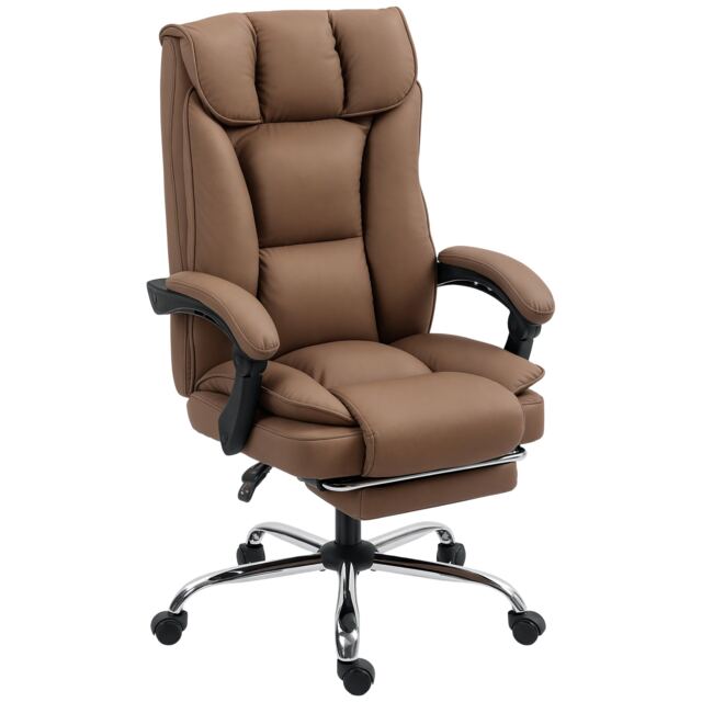 HOMCOM Pet-Friendly Leather Recliner Computer Chair with Footrest, Brown
