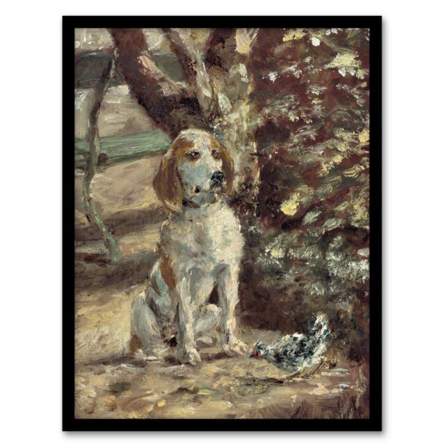 "The Artists Dog Fleche Vintage Framed Wall Art Print Toulouse Lautrec 12x16"""